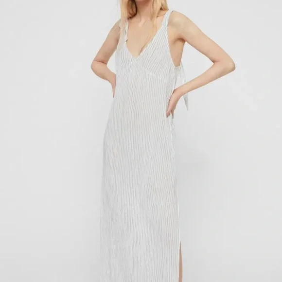 sachin and babi light blue dress all saints Nat Ruffled High Low Maxi Dress Black